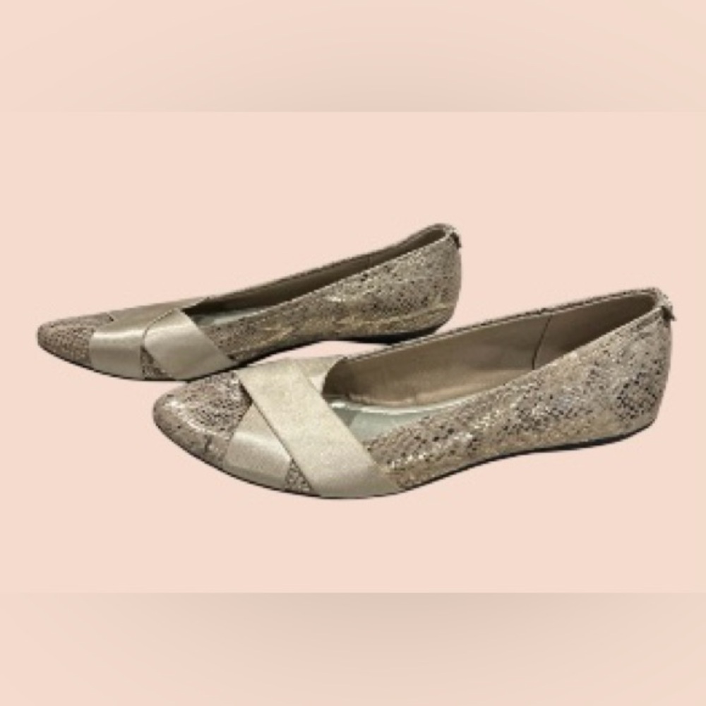 💎✨ANNE KLEIN OALISE! GORGEOUS NEUTRAL SNAKE PRINT-CRISS-CROSS STRAP FLATS!  ✨💎